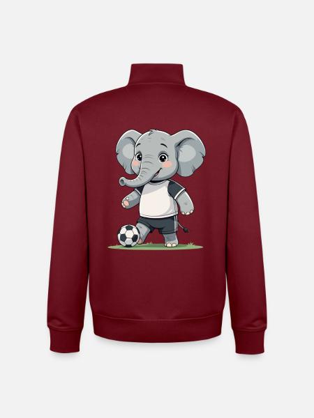 Elefant Fußballkicker - Unisex Organic Zip Sweatshirt von Stanley/Stella - Burgunderrot