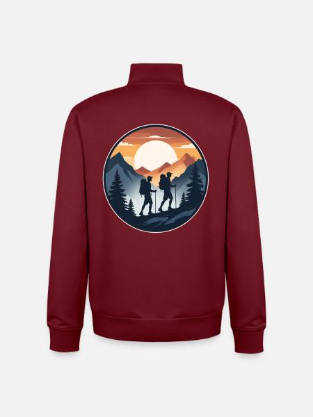 Sunset Hiker Round Logo - Unisex Organic Zip Sweatshirt by Stanley/Stella - burgundy