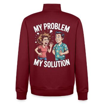Pediatric Nurse My Problem My Pictogram Dad Mom - Unisex Organic Zip Sweatshirt by Stanley/Stella - burgundy - Back - AI Model Male 185 dark (185cm)