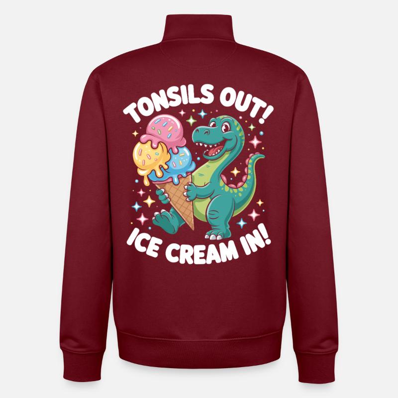 T Rex Eiscreme Jubel - Unisex Organic Zip Sweatshirt by Stanley/Stella - burgundy