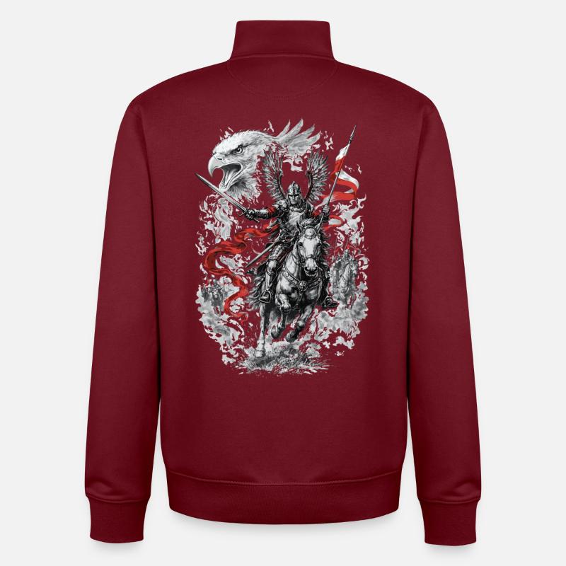 Polish Winged Hussar Battle Spirit - Sweat zippé unisexe en coton bio Stanley/Stella - bordeaux