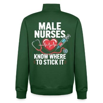 Medical Men Nursing Joke - Unisex Organic Zip Sweatshirt by Stanley/Stella - bottle green - Back - AI Model Male 185 dark (185cm)