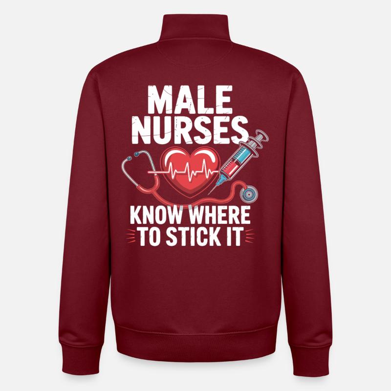 Medizinischer Männer Pflegewitz - Unisex Organic Zip Sweatshirt von Stanley/Stella - Burgunderrot