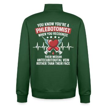 T-shirt à cœur de phlébotomiste - Sweat zippé unisexe en coton bio Stanley/Stella - vert bouteille - Dos - AI Model Male 185 dark (185cm)