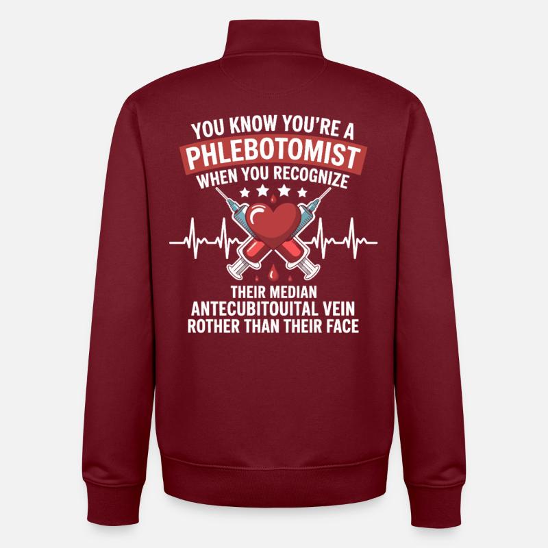 T-shirt à cœur de phlébotomiste - Sweat zippé unisexe en coton bio Stanley/Stella - bordeaux