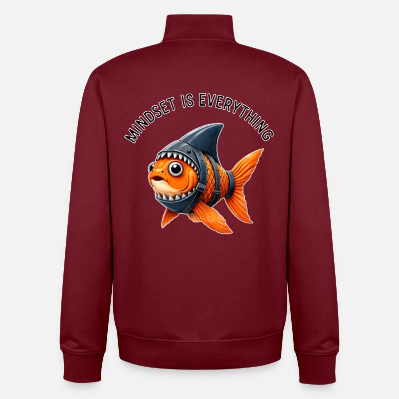 Mindset Fish – Be the Shark - Unisex Organic Zip Sweatshirt by Stanley/Stella - burgundy