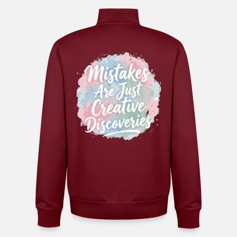Mistakes Are Just Creative Discoveries - Unisex Organic Zip Sweatshirt von Stanley/Stella - Burgunderrot