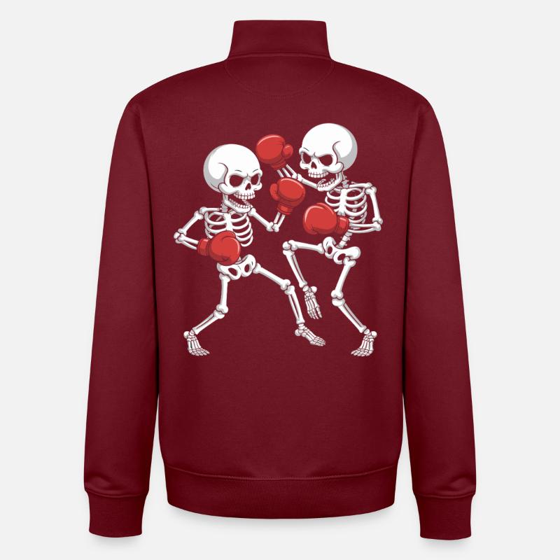 Skeleton Boxer Duel - Unisex Organic Zip Sweatshirt by Stanley/Stella - burgundy