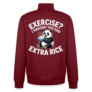 Blague sur le panda au riz - Sweat zippé unisexe en coton bio Stanley/Stella - bordeaux - Dos - AI Model Male 185 dark (185cm)