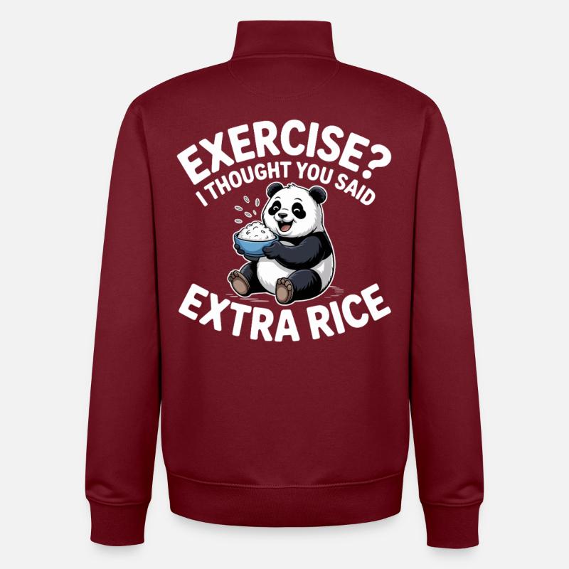 Panda with rice joke - Unisex Organic Zip Sweatshirt by Stanley/Stella - burgundy