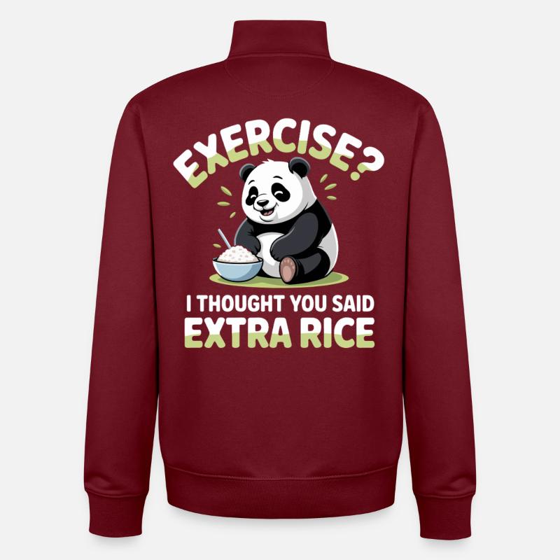 Panda Humour : Extra Rice Cartoon - Sweat zippé unisexe en coton bio Stanley/Stella - bordeaux
