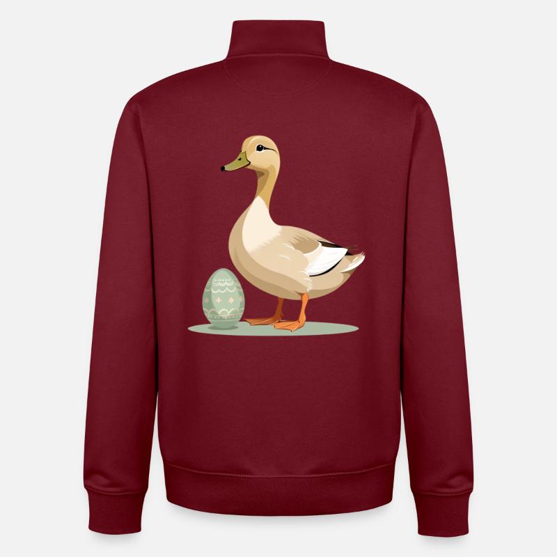 Spring duck with Easter egg - Unisex Organic Zip Sweatshirt by Stanley/Stella - burgundy