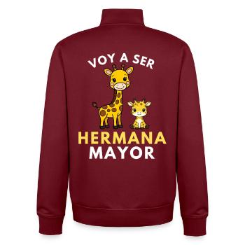 Ich werde eine große Schwester - Unisex Organic Zip Sweatshirt von Stanley/Stella - Burgunderrot - Hinten - AI Model Male 185 dark (185cm)