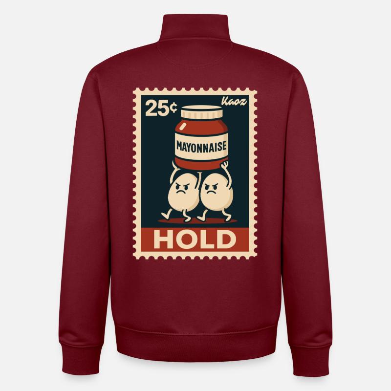 Zwei Eier tragen mit Mayonnaise - Unisex Organic Zip Sweatshirt von Stanley/Stella - Burgunderrot