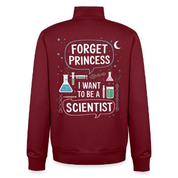 Forget princess, I want scientists - Unisex Organic Zip Sweatshirt by Stanley/Stella - burgundy - Back - AI Model Male 185 dark (185cm)