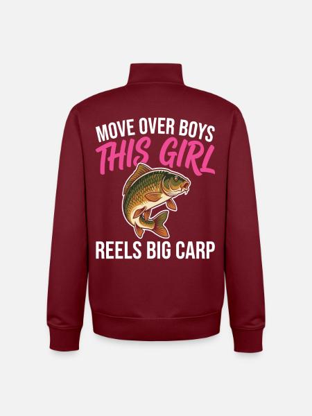 Denne pige snor store karpedesign - Stanley/Stella unisex sweatshirt med lynlås i økologisk - burgunder-rød