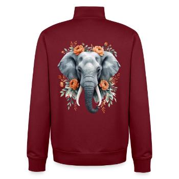 Elefant mit Blumenkranz - Unisex Organic Zip Sweatshirt von Stanley/Stella - Burgunderrot - Hinten - AI Model Male 185 dark (185cm)