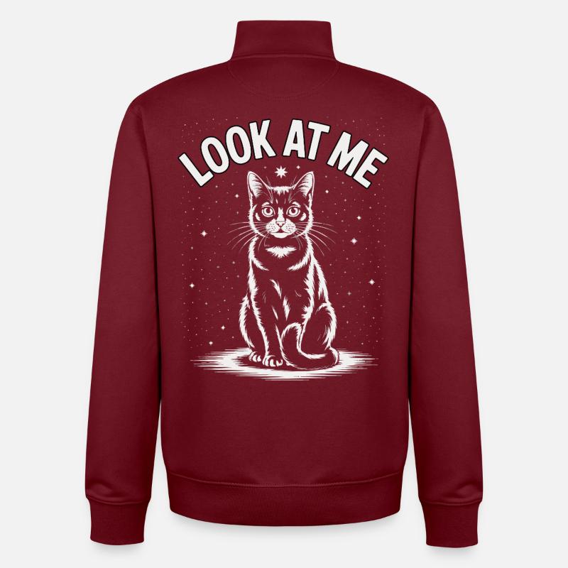 Regarde-moi - Ciel étoilé de chat - Sweat zippé unisexe en coton bio Stanley/Stella - bordeaux