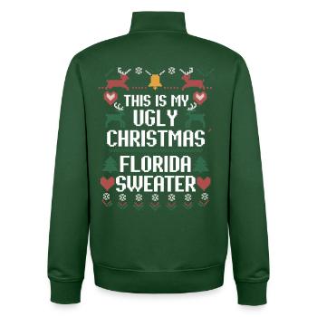 Florida Ugly Christmas Sweater - Unisex Organic Zip Sweatshirt by Stanley/Stella - bottle green - Back - AI Model Male 185 dark (185cm)