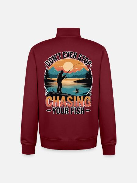 Don't Ever Stop Chasing Your Fish - Unisex Organic Zip Sweatshirt by Stanley/Stella - burgundy