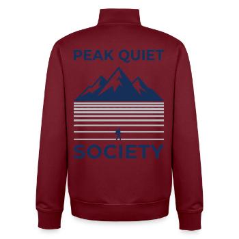 PEAK QUIET Mountain Silhouette Motif - Unisex Organic Zip Sweatshirt by Stanley/Stella - burgundy - Back - AI Model Male 185 dark (185cm)