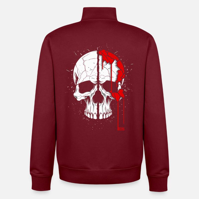 Crâne fendu avec peinture rouge - Sweat zippé unisexe en coton bio Stanley/Stella - bordeaux