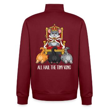 Tiny Mouse King Cats Cartoon - Unisex Organic Zip Sweatshirt by Stanley/Stella - burgundy - Back - AI Model Male 185 dark (185cm)