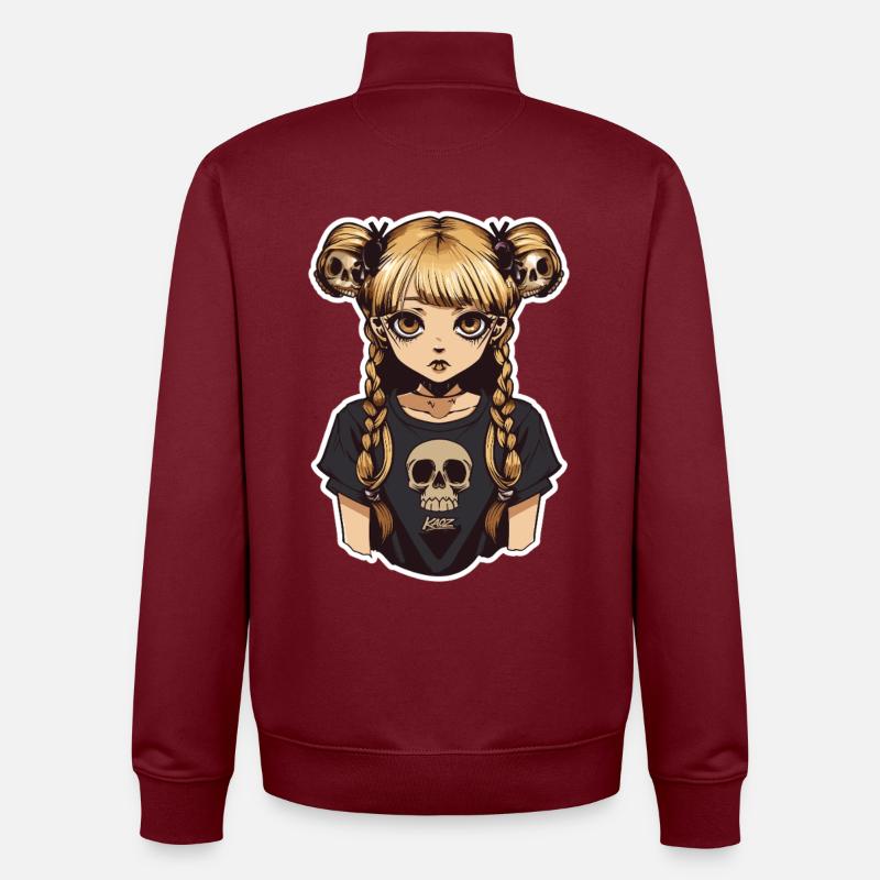 T-shirt gothique Skull Braid - Sweat zippé unisexe en coton bio Stanley/Stella - bordeaux
