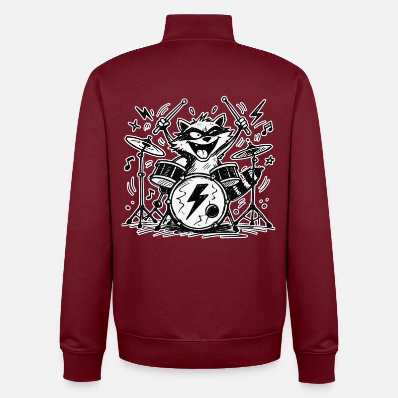 Waschbär-Drummer Comic-Takt - Unisex Organic Zip Sweatshirt von Stanley/Stella - Burgunderrot