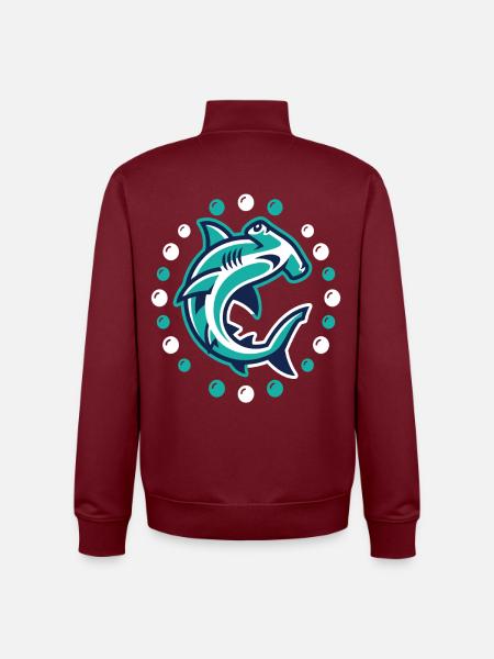 Shark motif graphic in ocean look - Unisex Organic Zip Sweatshirt by Stanley/Stella - burgundy