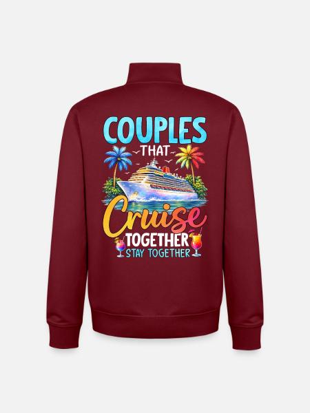 Couples That Cruise Together Stay Together - Unisex Organic Zip Sweatshirt by Stanley/Stella - burgundy