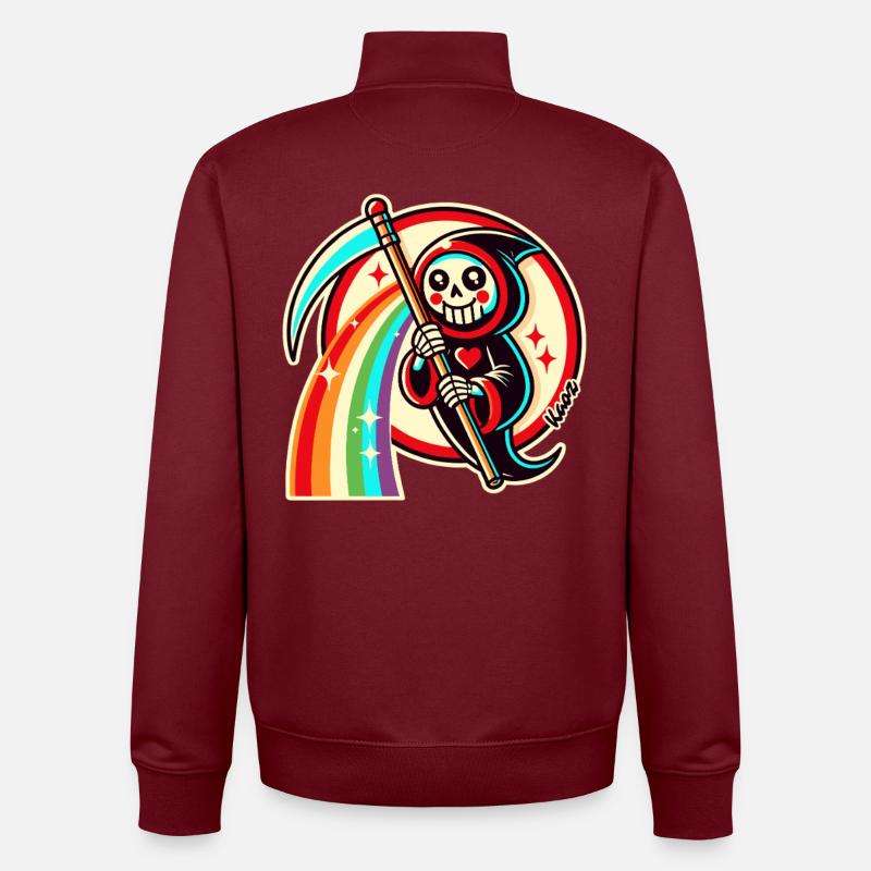 Rainbow Grim Reaper - Unisex Organic Zip Sweatshirt by Stanley/Stella - burgundy