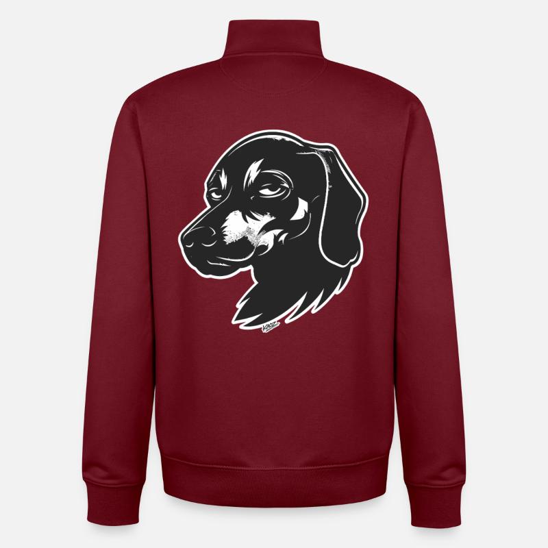 Autocollant silhouette teckel - Sweat zippé unisexe en coton bio Stanley/Stella - bordeaux