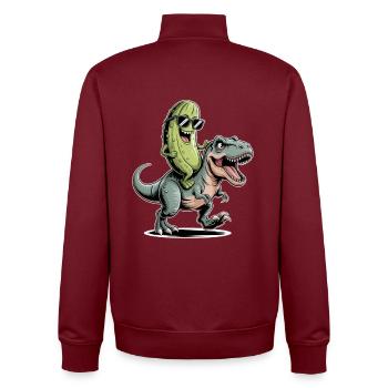 Sour cucumber rides dinosaur - Unisex Organic Zip Sweatshirt by Stanley/Stella - burgundy - Back - AI Model Male 185 dark (185cm)