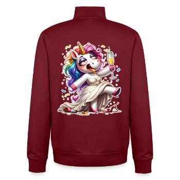 Betrunkene Braut Einhorn - Unisex Organic Zip Sweatshirt von Stanley/Stella - Burgunderrot - Hinten - AI Model Male 185 dark (185cm)