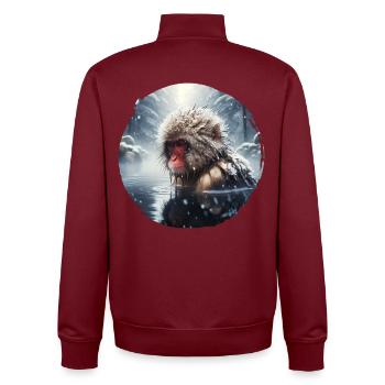 Japanmakak Macaque japonais - Sweat zippé unisexe en coton bio Stanley/Stella - bordeaux - Dos - AI Model Male 185 dark (185cm)