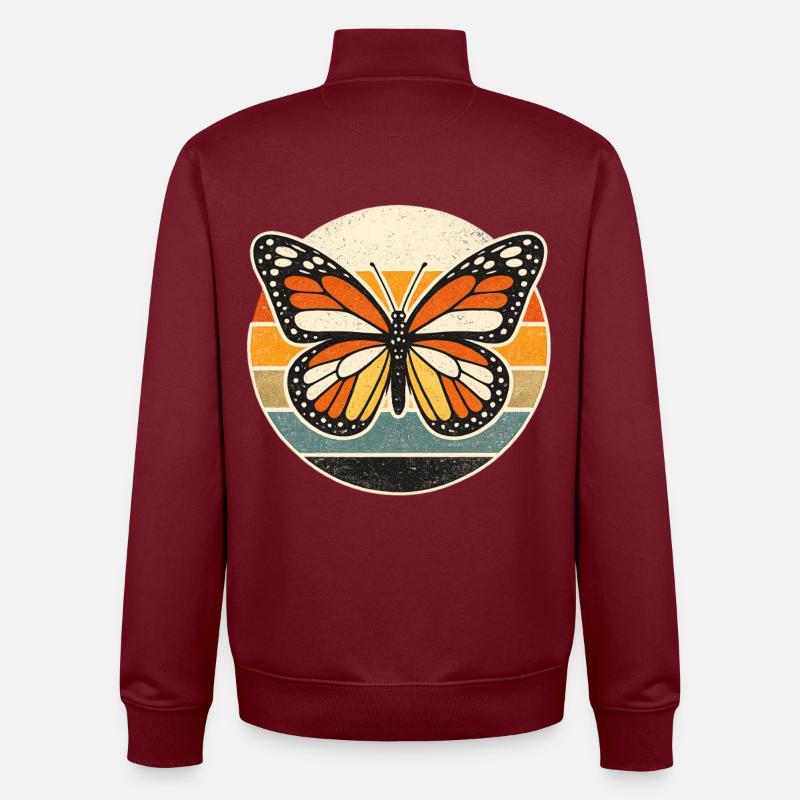 Butterfly Retro Sunset - Unisex Organic Zip Sweatshirt von Stanley/Stella - Burgunderrot