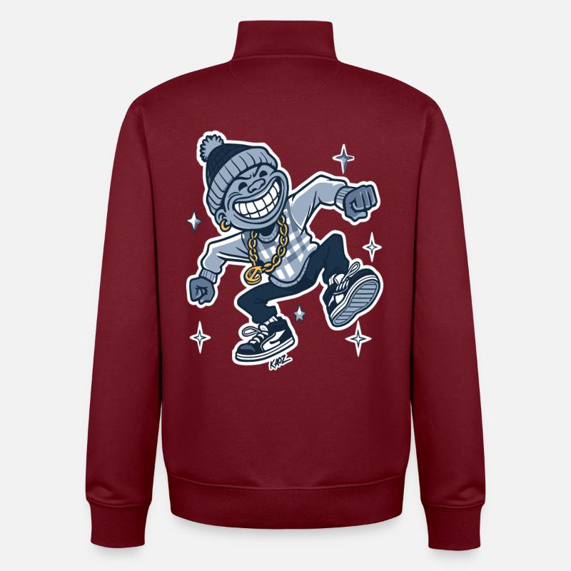 Grinning Rapper with Gold Chain - Unisex Organic Zip Sweatshirt by Stanley/Stella - burgundy