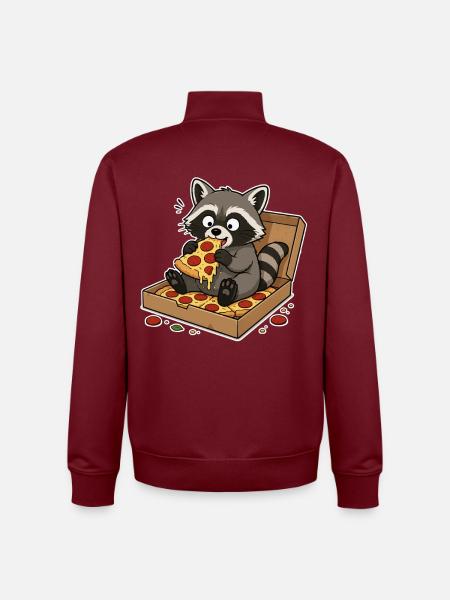 Pizza Waschbär Snackheld - Unisex Organic Zip Sweatshirt von Stanley/Stella - Burgunderrot