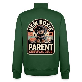Dachshund Survival Club - Unisex Organic Zip Sweatshirt by Stanley/Stella - bottle green - Back - AI Model Male 185 dark (185cm)