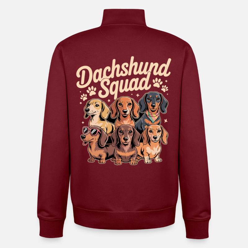 Dachshund Squad - Unisex Organic Zip Sweatshirt by Stanley/Stella - burgundy