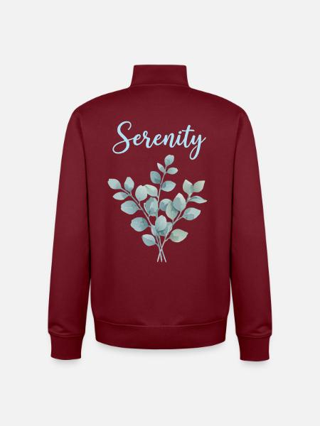 Branches aquarelle d’eucalyptus Serenity - Sweat zippé unisexe en coton bio Stanley/Stella - bordeaux