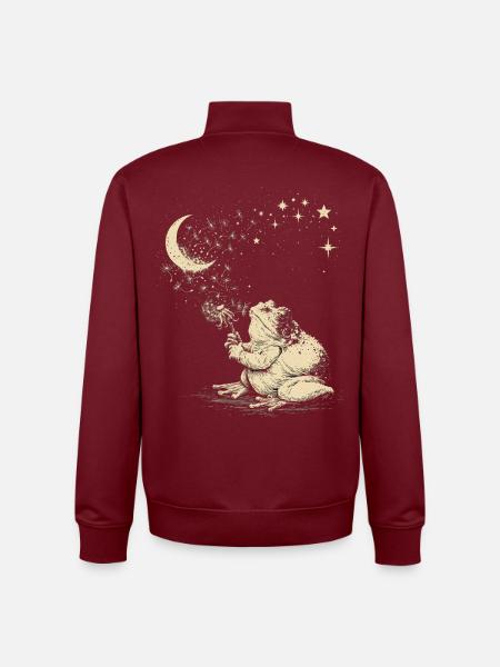 Cute frog dandelion under stars - Unisex Organic Zip Sweatshirt by Stanley/Stella - burgundy
