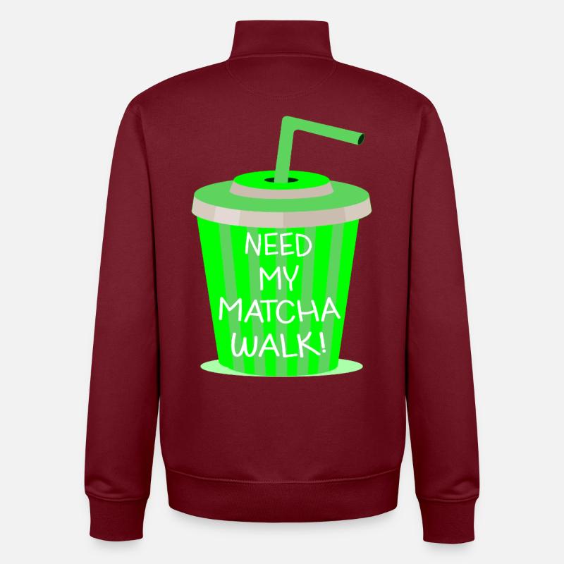 Matcha Walk - Sweat zippé unisexe en coton bio Stanley/Stella - bordeaux
