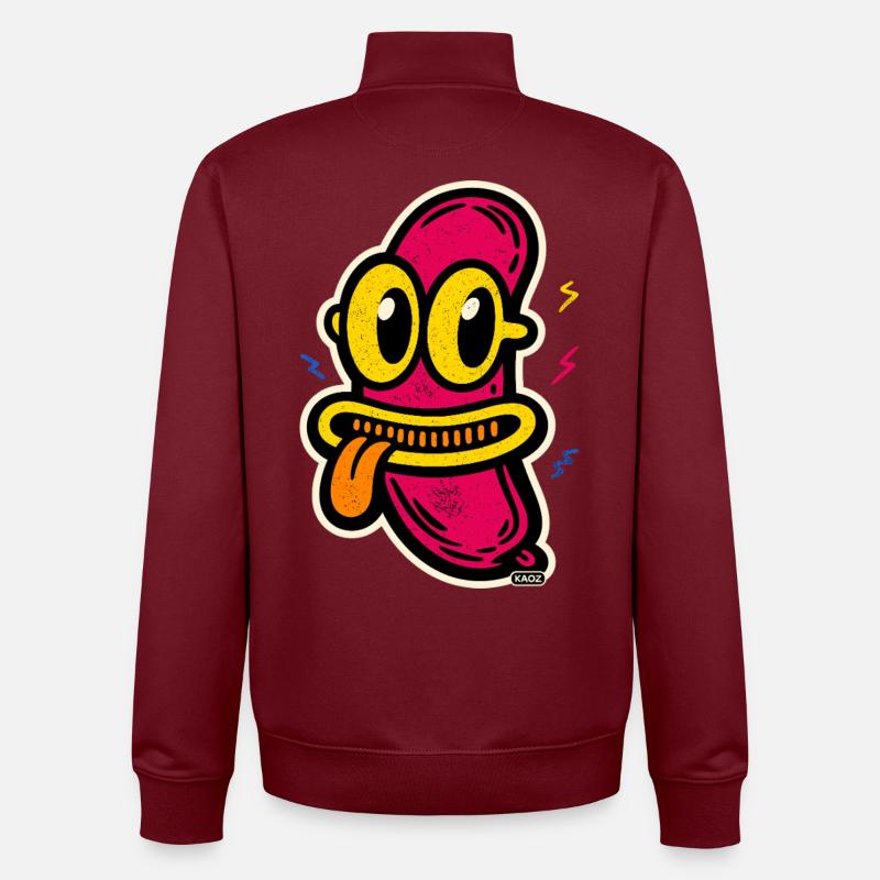 Buntes Comic Gesicht mit großer Zunge - Unisex Organic Zip Sweatshirt von Stanley/Stella - Burgunderrot
