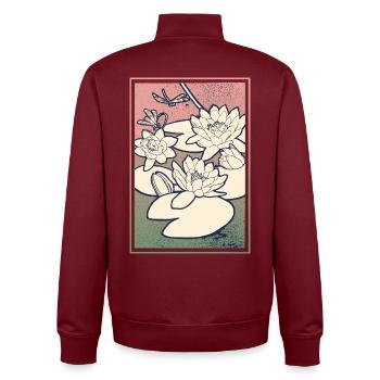 Seerosen Illustration – Ruhe & Natur - Unisex Organic Zip Sweatshirt von Stanley/Stella - Burgunderrot - Hinten - AI Model Male 185 dark (185cm)