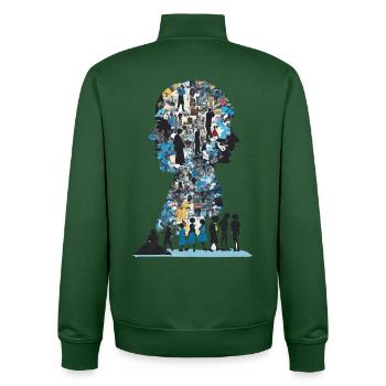 The Human Puzzle - Unisex Organic Zip Sweatshirt by Stanley/Stella - bottle green - Back - AI Model Male 185 dark (185cm)