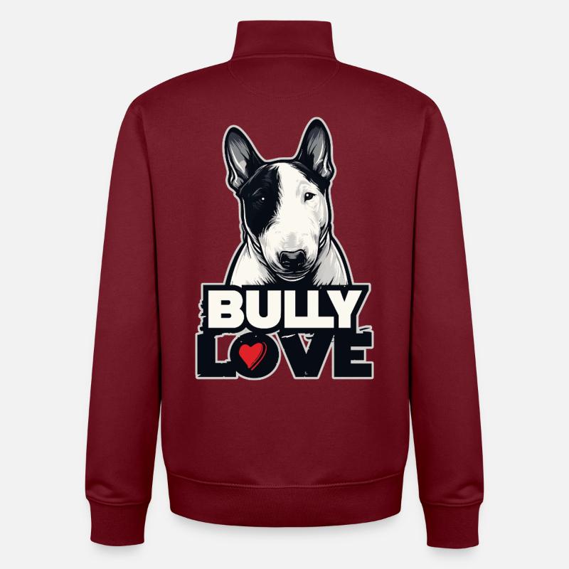 BULLY LOVE – Bull Terrier Design - Unisex Organic Zip Sweatshirt by Stanley/Stella - burgundy