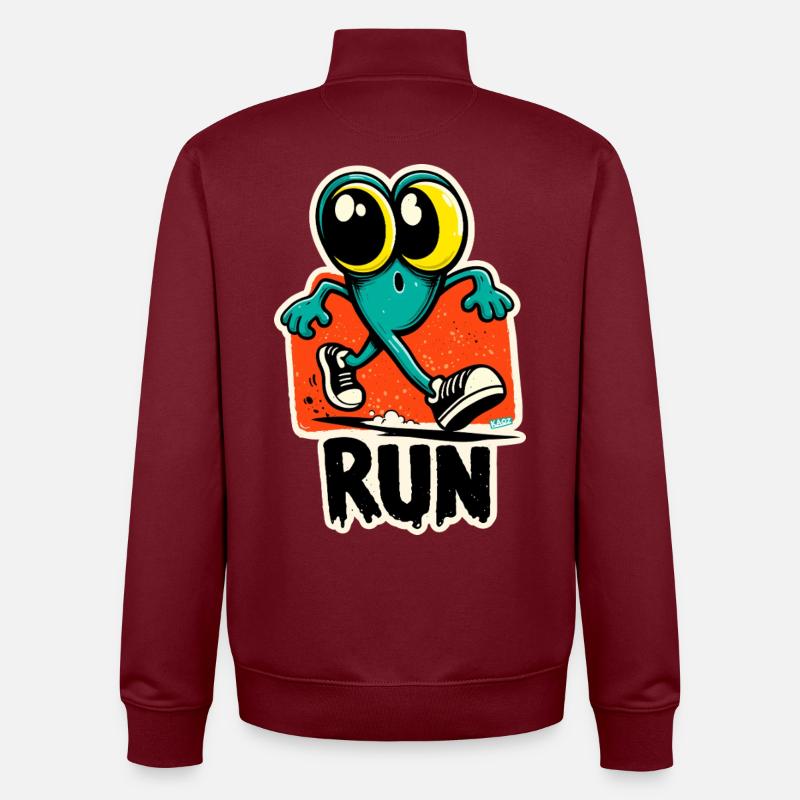 Run Frog Pop Art - Sweat zippé unisexe en coton bio Stanley/Stella - bordeaux