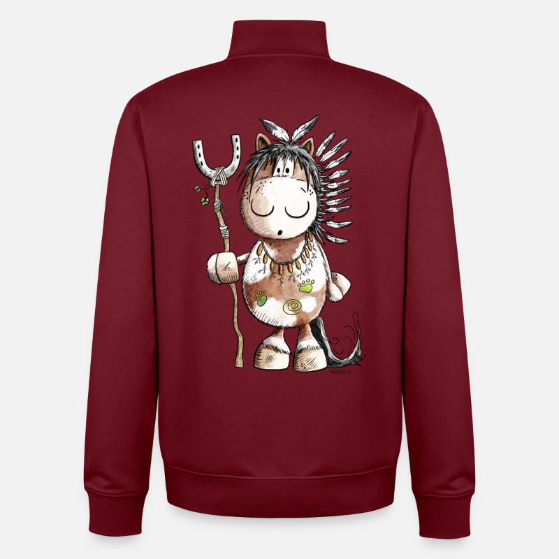 Häuptling Pferd Mit Indianer Federschmuck - Unisex Organic Zip Sweatshirt von Stanley/Stella - Burgunderrot